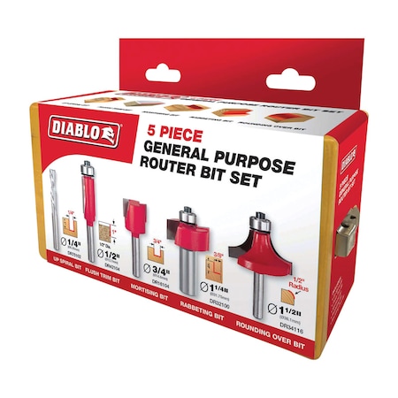 Diablo Router Bit Set Gp 5Pc DR89100